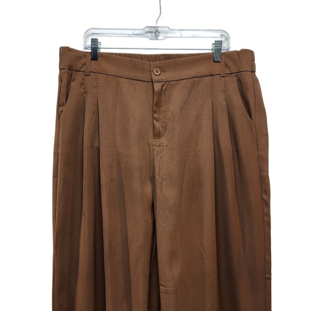 Wide-Leg Brown Womens Dress Pants Size 2XL - Picture 3 of 9